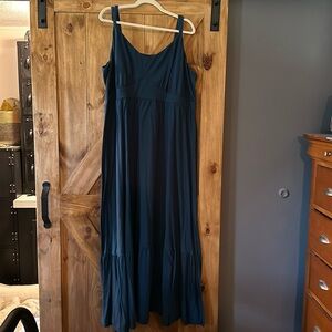 Navy blue summer maxi dress.